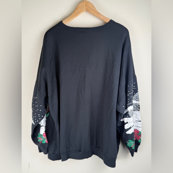 Nutcracker Vintage Holiday Sweater Black w/ Christmas/Winter Scene Size 24W/44 - Picture 2 of 11